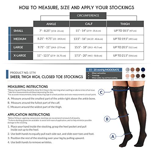 Truform 1774ND-L Sheer Compression Stockings, 15-20 Mmhg, Women'S Thigh High Length thumb #1