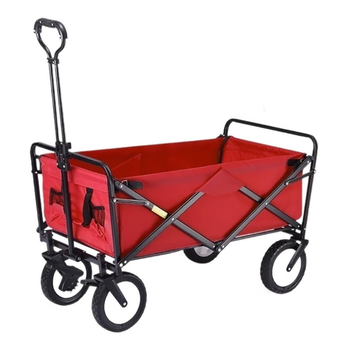 Garden Garden Cart with 4 Wheels Heavy Duty Foldable Pull Wagon Beach Trolley Folding Truck Buggy(C)