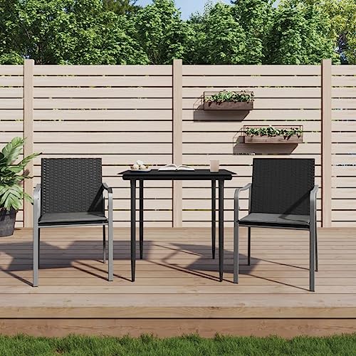 DYRJDJWIDHW chaises de Jardin extérieur,Fauteuil,fermob,Chaises de Jardin avec Coussins Lot de 2 Noir 56x59x84 cm rotinAdatto per Giardino, Patio, soggiorno, Sala da pranzo