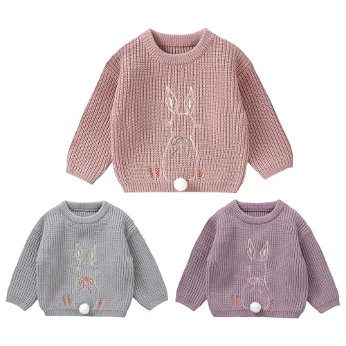 Baby Boys Girls Cable Knit Sweater Cute Bunny Crewneck Sweater Kids Long Sleeve Pullover Tops Casual Comfy Fall Sweatshirt3