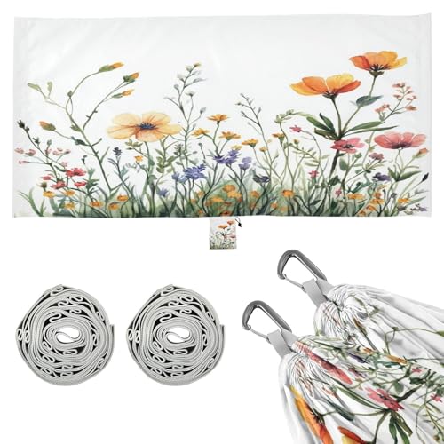 Haskirky Wildflowers Camping Hammock, Single Portable Hammocks with Tree Straps & Attached Carry Bag, 330Lbs Capacity Perfect for Outside Indoor Hiking Beach Backpack Travel