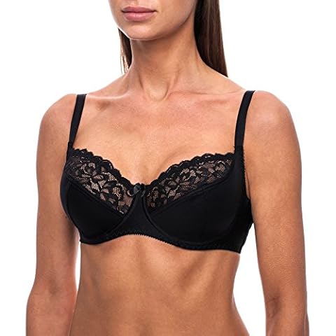 frugue Lace Comfort Support Minimiser Bra Black 40 C Cover