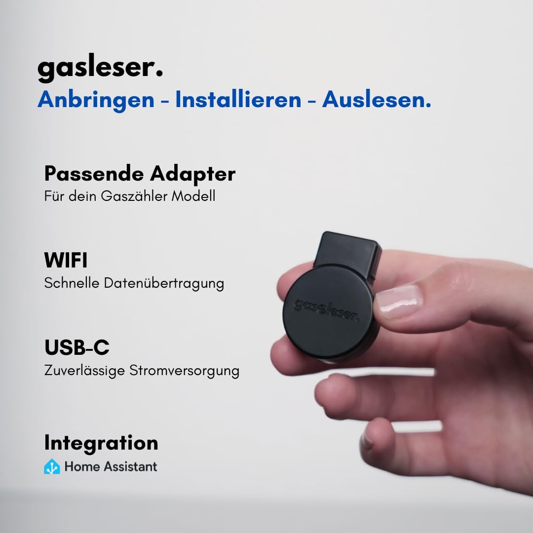 WLAN Gaszähler Ausleser für BK, Apator, Pietro Fiorentini u.v.m. | Smarter Gaszähler Reader mit App | Live Verbrauch & Zählerstand | Plug & Play Installation | Home Assistant