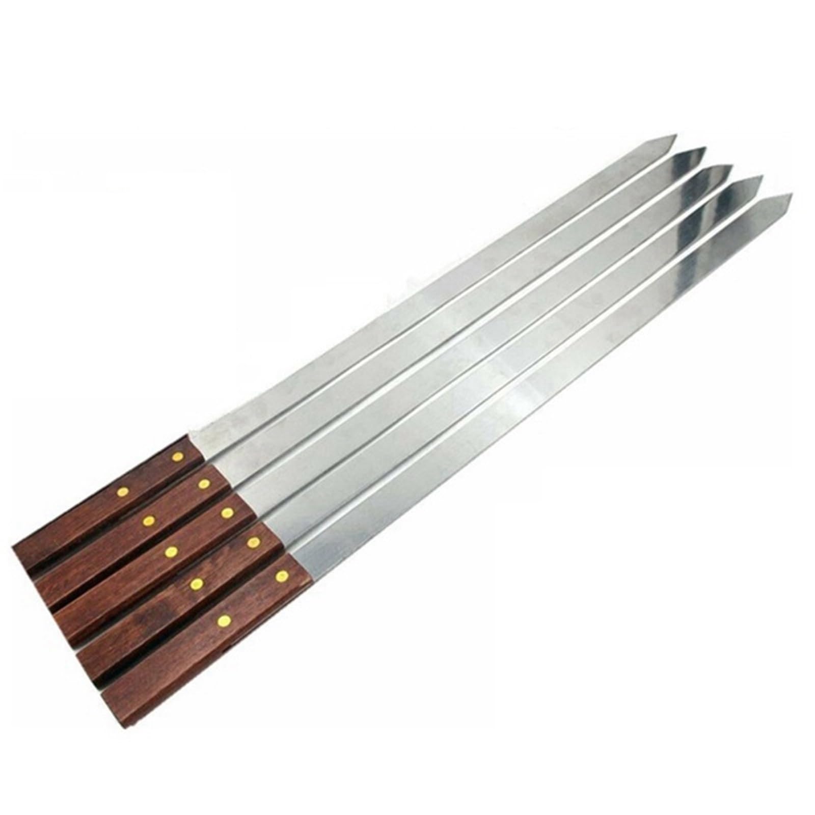 Spiedini per Barbecue, Spiedini for Kebab, 5 Pezzi/Set spiedini Larghi for Barbecue in Acciaio Inox con Manico Lungo in Legno forchetta for Bastone