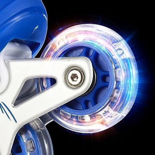 Image of TEKCOOL 4 Wheels Adjustable Inline Skates Skating Shoes for Boys Kids Girls Skating Shoe Adjustable Roller Blades Age 6 to 15 Years PU Strong Wheels Aluminium with LED Flash Light on Wheels