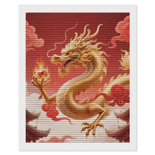 Broderie diamant 5D dragon oriental pour adultes - Kit art strass ronds maccbn