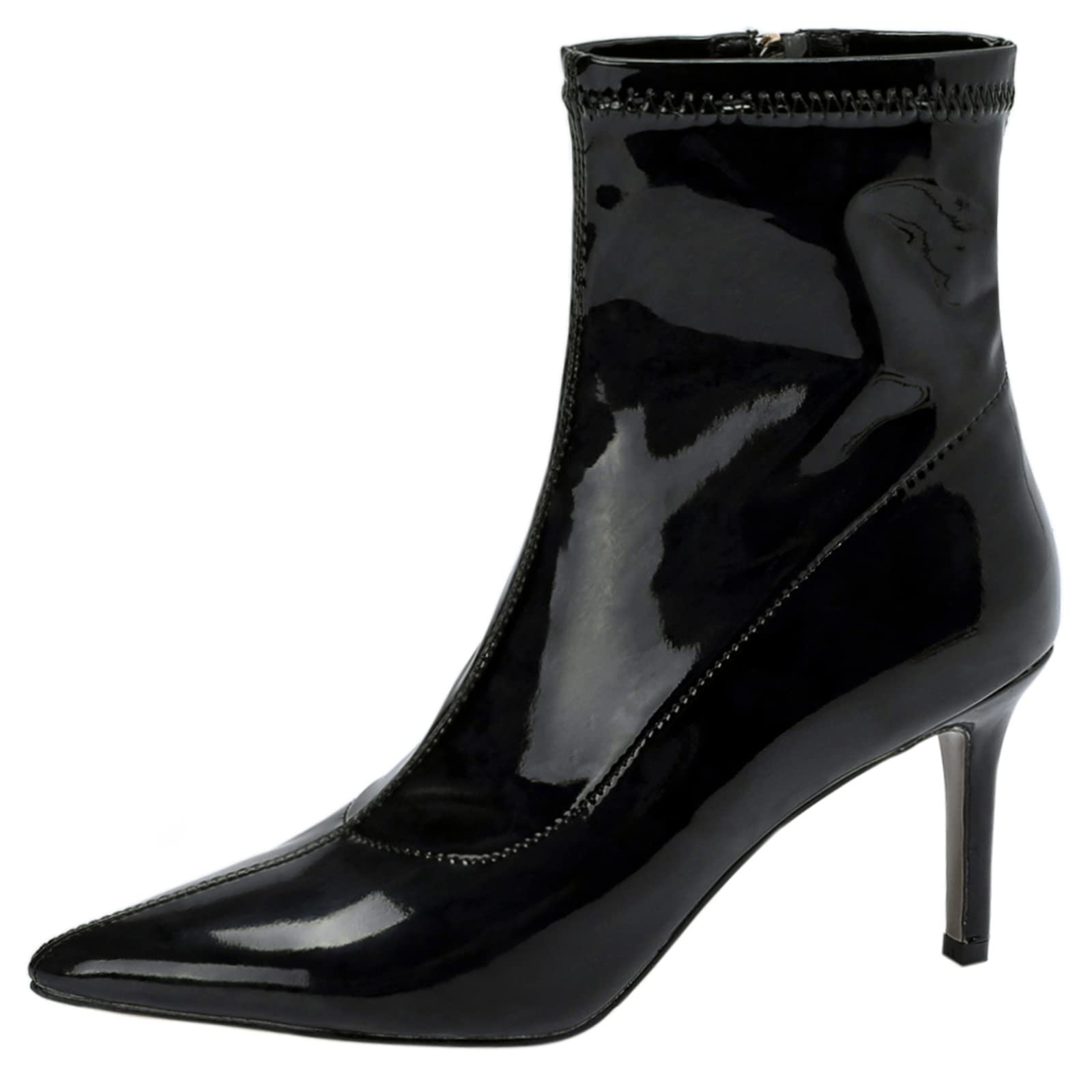BviennicWomen Pointed Toe Zip Ankle Boots Stiletto