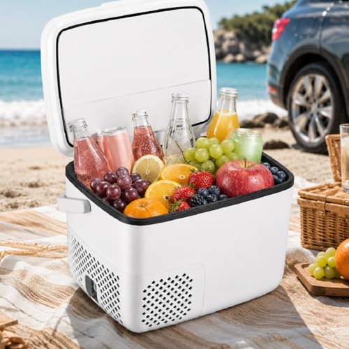 pedenencelia Nevera Portátil Compacta para Camping De 18 L, Refrigerador Portátil para Coche, Congelador Portátil, Nevera Eléctrica De 12 V/24 V para Coche, Panel Táctil Led, para Bebidas, Frutas