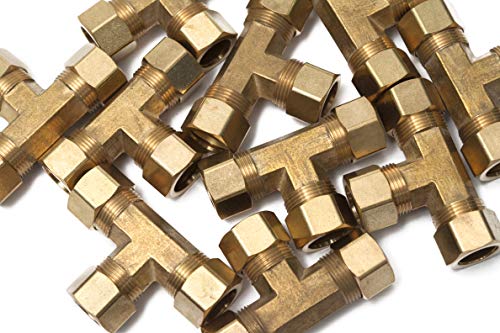 LTWFITTING 5/8-Inch OD Compression Tee,Brass Compression Fitting(Pack of 3)