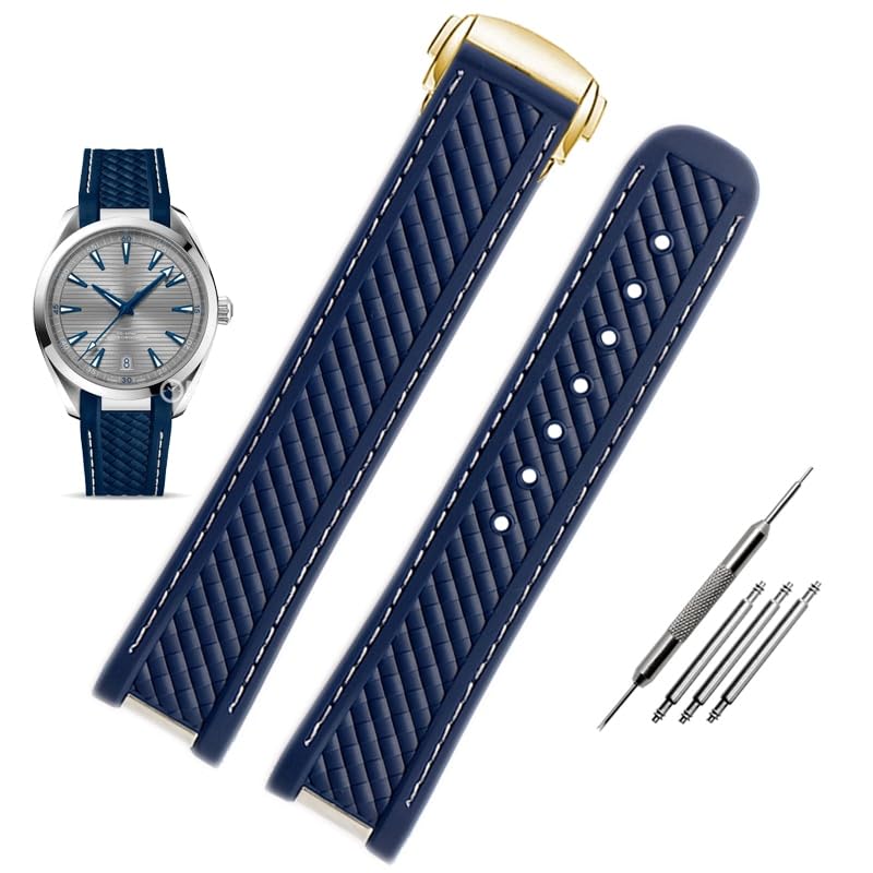Bracelet en silicone 20mm au design incurvé haut de gamme avec boucle métal pour sangle Omega