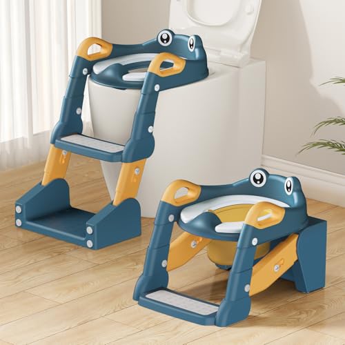 2 IN 1 Toilettensitz Kinder, Toilettensitz Kinder mit Treppe für Jungen...