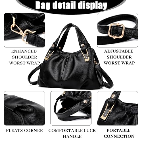 Large wrinkled Cross body Tote Bag Top Handle Bag For Women Travel Shoulder Bag3