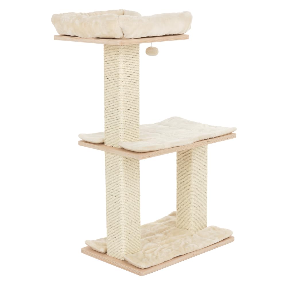 Natural Paradise – Rascador Orquídea | Con Plataformas de Madera Laminada Natural | Crema (M)