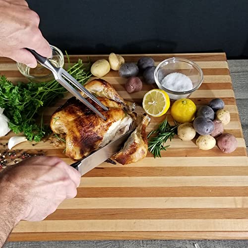 Ergo Chef Pro Series 8-Inch Meat Fork - Carving & Serving Fork - Forged High Carbon Stainless-Steel, Full Tang, Black Handle #TOP4