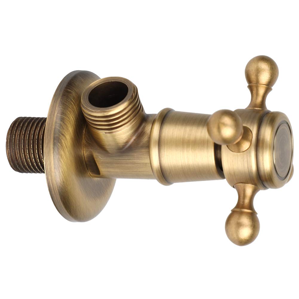 Valve d'angle en cuivre complet universelle froid et chaud antirouille antiseptique design rétro pour robinets multiples salle de bains cuisine avec contrôle d'eau précis et durable