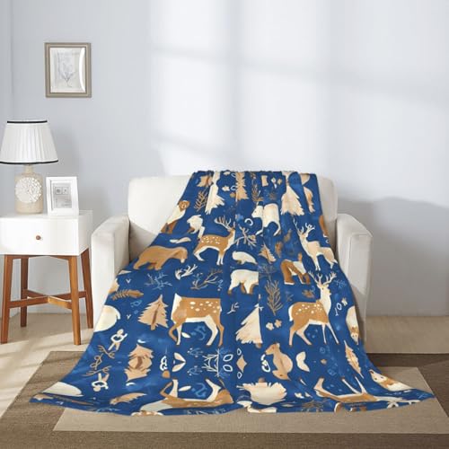 Couverture cerf ours élan grand format plaid chaud pour lit et canapé