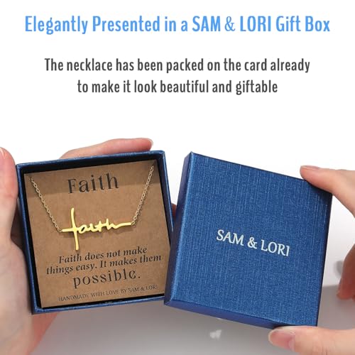 SAM & LORI Faith Cross Necklace for Women-Adjustable-Waterproof-Spiritual Jewelry for Daily-wear/Gifts for Her 5