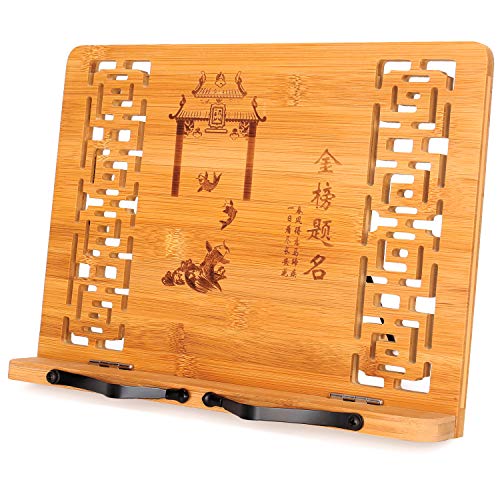 MEGREZ Bamboo Foldable Book Stand (13 x 9.4 inch) Reading Frame Rest Holder