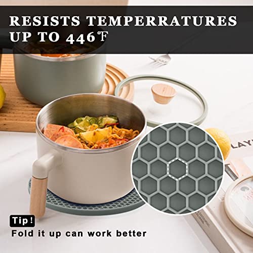 Image of Silicone Trivet Mats, 2 Sizes 7 & 9 Inch Heat Resistant Silicone Hot Pads Pot Holders for Kitchen - Trivets for Hot Dishes, Multipurpose Non-Slip Heat Resistant Mat, Spoon Holder, Drying Mat(Gray)