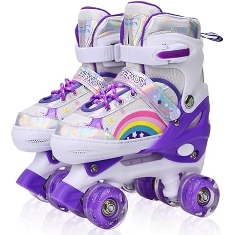 Adjustable Purple Rainbow Roller Skates for Kids Cover