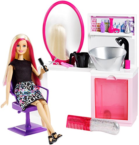 Preisvergleich Produktbild Barbie Mattel DTK05 - Glitzer Salon und Puppe blond