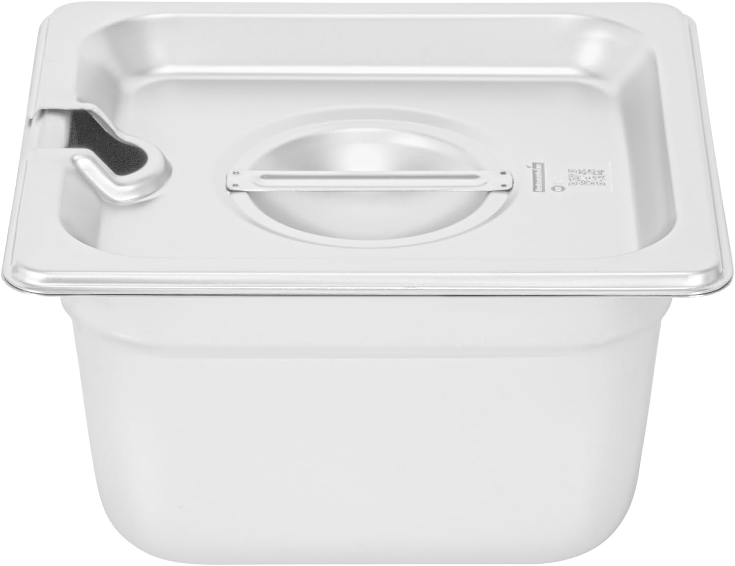 Restaurantware-LIDS ONLY: Kitchen Tek 6.9 x 6.4 Inch Steam Table Pan Covers, 12 NSF Hotel Pan Covers - 1/6 Size Pans Sold Separately, with Handle, Stainless Steel Slotted Food Pan Lids, Durable