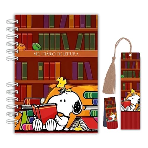 Planner Diário de Leitura – Snoopy | Capa Dura com Marcador Tassel e Marcador Magnético – Organização de Livros e Presente para Leitores