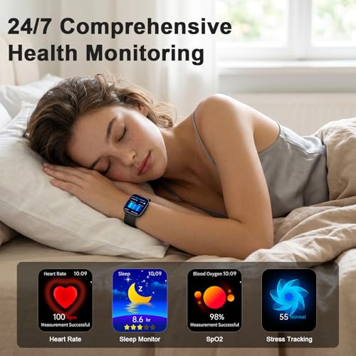 Image of MFVLP Smart Watch for Women, 1.85 inch HD Fitness Tracker Black