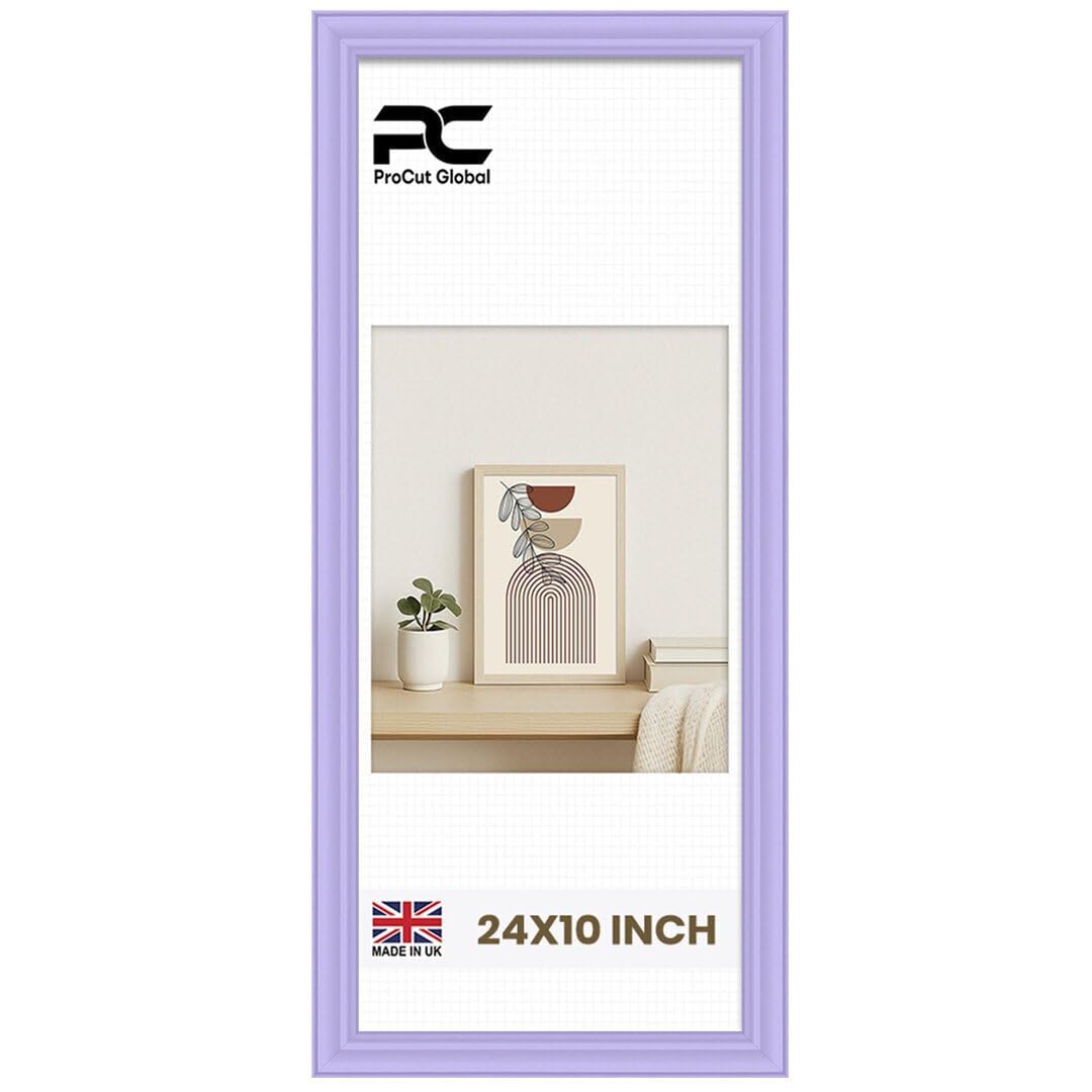 Procut Global 24x10 Purple Picture Frames - Classic Wooden Photo Frame with Shatterproof Perspex for Wall or Tabletop - Perfect for Posters, Certificates & Prints - Sizes & Colors Available