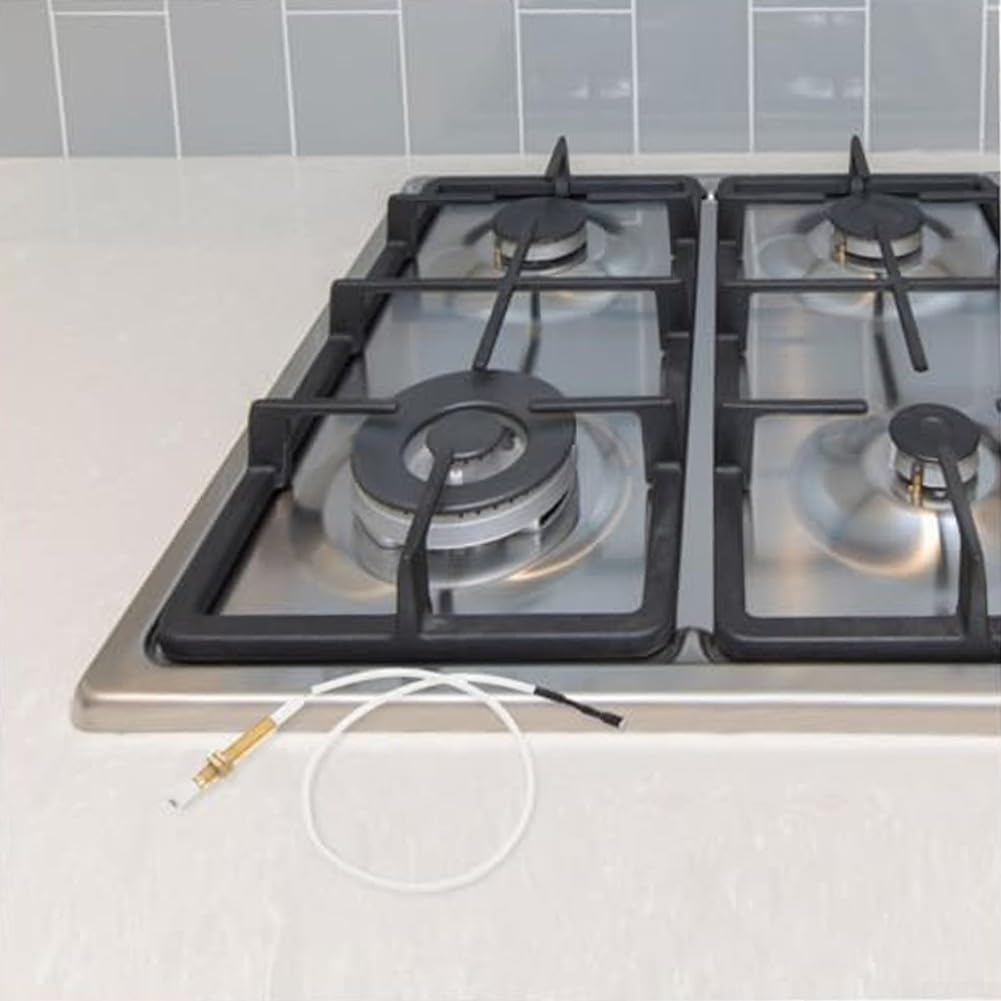 Paquete de 4 electrodos de aguja de encendido para estufa de gas, pieza de reparación de encendedor con cable para reemplazo de quemador de cocina incorporado (4)