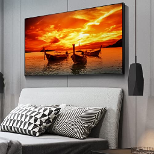 Toile paysage marin coucher de soleil 70x140cm pour décoration salon