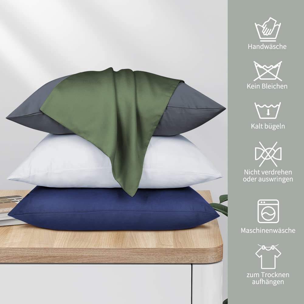 Fittia 2er-Set Lyocell Bambus Kissenbezug Bambusfaser Kopfkissenbezug  Kissenhlle Seidig weichkhlend atmungsaktiv mit verdecktem Reiverschluss,  Bambusgrn, 40x60cm : Amazon.de: Kche, Haushalt & Wohnen