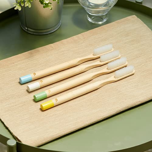 Weekly Top Sale AMMAKE Bamboo Toothbrush for Men – Pack of 8 Jumbo Bamboo Toothbrushes – Eco-Friendly and Safe Oral Cleaning Accessories – Natural Bamboo Wood Toothbrush with Soft Bristles – Rainbow Color