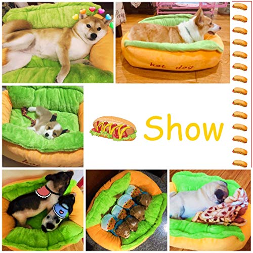 PAPIEEED Hotdog Haustier-Hundebett, warmes Hundehütte, Katzennest, waschbar, abnehmbares Katzensofa