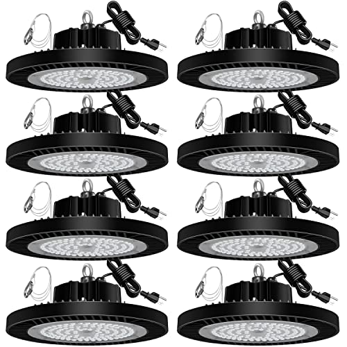 LEDMO UFO LED High Bay Lights 100W 14000lm 600W HPS/MH Replacement 5000K 100-277V Commercial Outdoor High Bay Shop Lights for Workshop|Garage|Warehouse(8 Pack)