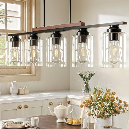 VONLUCE Dining Room Light Fixture Over Table, 5-Light Kitchen Isl...