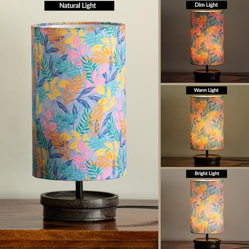 Image of ExclusiveLane 'Frond' Mango Wooden Table Lamp for Bedroom Living Room Home Decoration & Bedside Lamp Bed Lamps for Side Table Side Lamp for Bed Room (33.8 Cm, Without Bulb, Handcrafted)