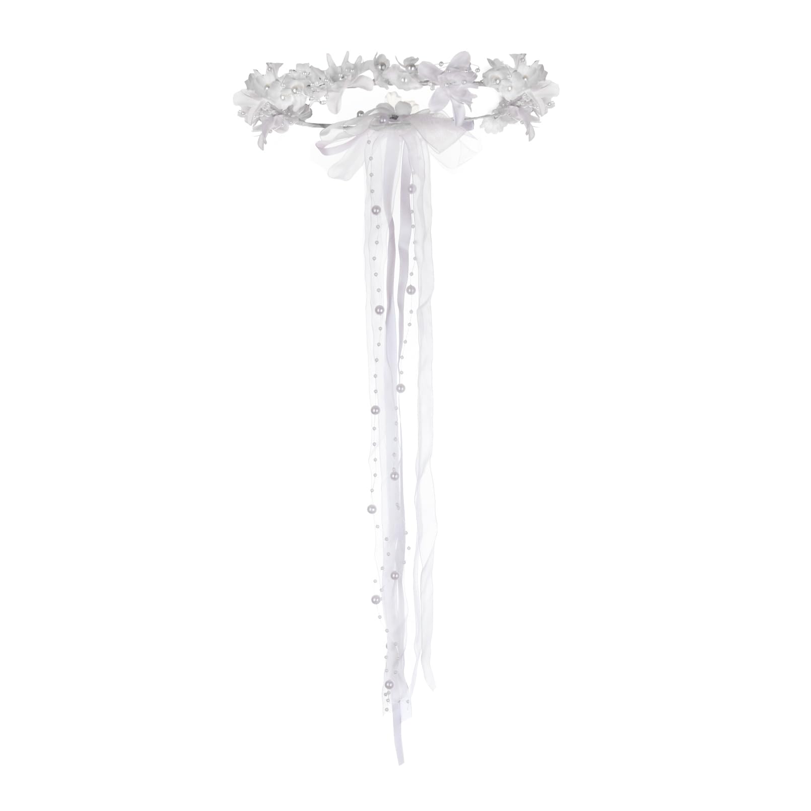 Girls First Communion Holy Veil White Flower Headband Christening Headpiece