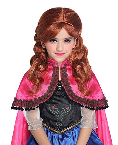 IDS Home Girl's Princess Anna Wig Anime Brunette Hair with Braided Details for Comic-con Conventions, Theme Parties