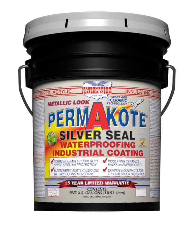 Aluminum Roof Coating PERMAKOTE Silver Seal Water Based 5 Gallon
