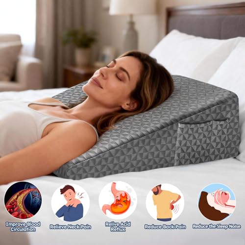 Image of Wedge Pillow for Sleeping, 7.5 inch Memory Foam Bed Wedge for Back and Leg Use | Pressure Relief Dual-Layer Design Distributes Load Evenly, Provides Stable Support, and Holds Its Shape for Long-Term Comfort
