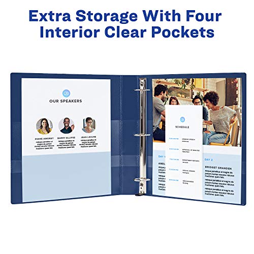 Image of Avery Durable View 3 Ring Binders, 1 inch Slant Rings, 220-Sheet Capacity, Blue, 4 Pack (17705)