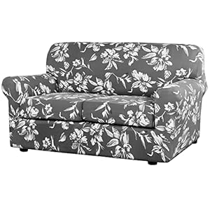 H.VERSAILTEX Super Stretch 3 Pieces Sofa Covers for 2 Cushion Couch Covers Sofa Slipcovers Feature Soft Thick Bouncy Modern Style with Individual Cushion Covers Pet Friendly – Loveseat, Grey