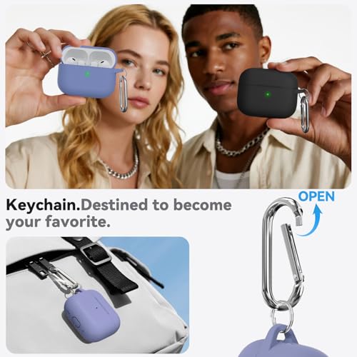 Image of Ljusmicker for AirPods Pro 3 Case 2025 with Cleaner Kit,Soft Silicone Protective Cover for Apple AirPods Pro 3rd Generation Cases for Women Men,for AirPod Pro 3 Cover with Keychain-Lavender