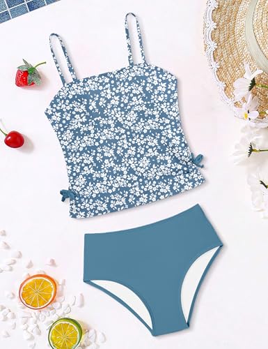 Image of Girls Tankini Swimsuits Two Piece Bathing Suit Drawstring Swimwear Set for Girls 7-18 Years