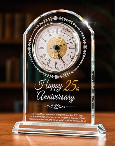 Sttokilly 25th Wedding Anniversary Crystal Quartz Clock,25 Years of Marriage