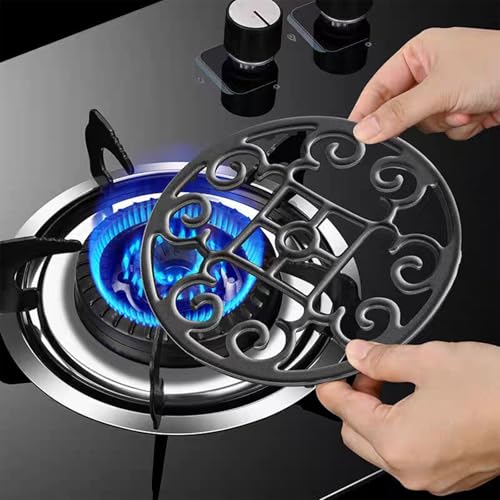 Image of Gas Ring Reducer for Gas Stove, Cast Iron Burner Ring Stand and Trivet for Moka Pot, Coffee Pot, Wok, Non-Slip Heavy Duty Pan Support