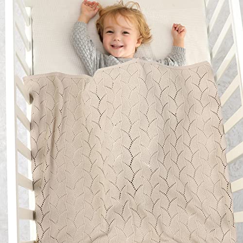 Image of mimixiong 100% Pure Cotton Baby Blanket Extra Soft Cellular Neutral Swaddle Receiving Crib Blanket for Newborn Baby Boy Girl Size 30 x 40 inches (Light Camel)