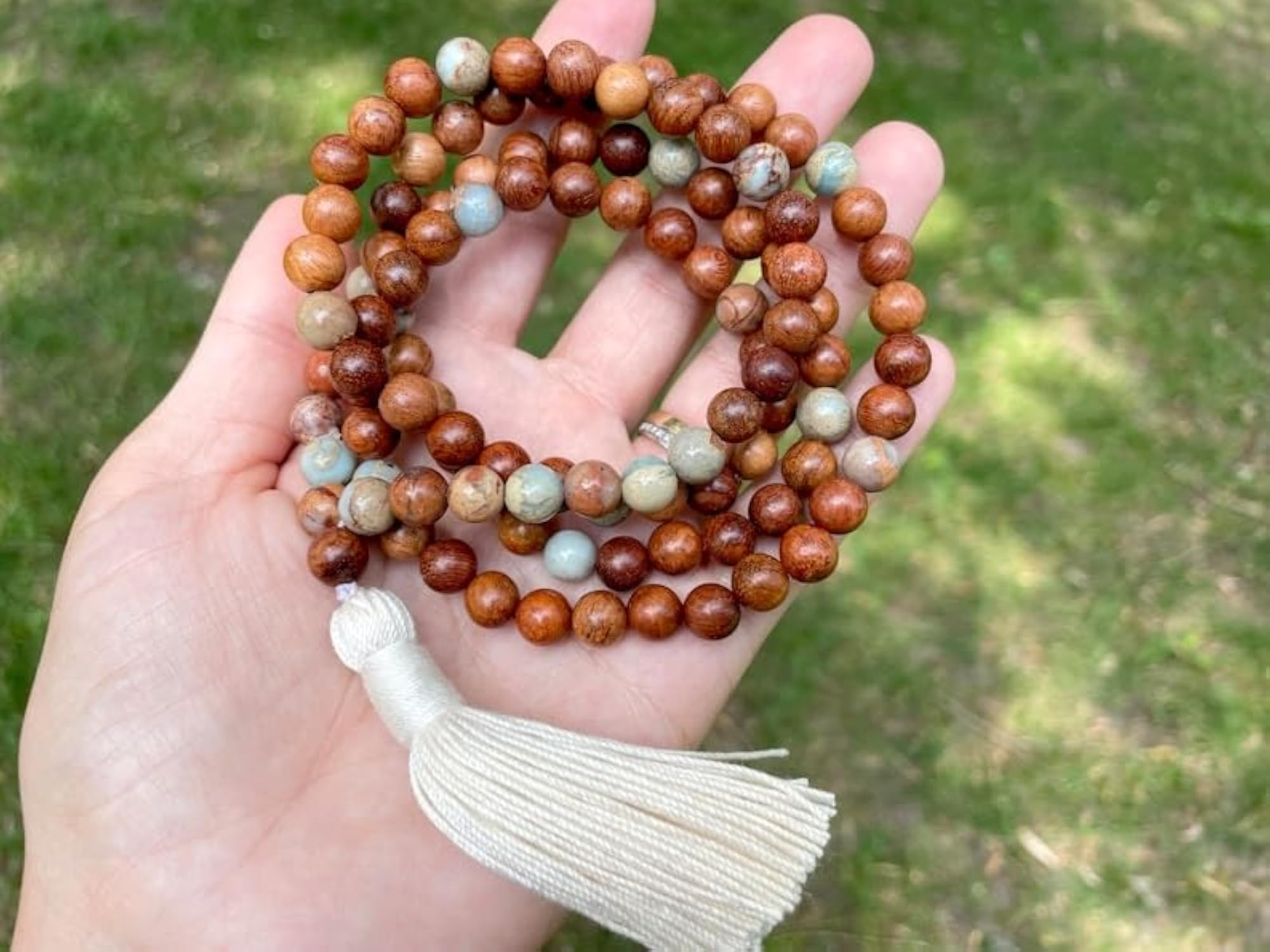 Natural Emperor Jasper & Sea Sediment Jasper 6MM Beaded Mala Necklace