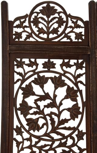 Image of Classic Wood and Craft Wooden Room Divider Partition for Living Room, Privacy Partition, Partition Wall, Divider for Makeup Studio /Office (4 Panels - Lotus Frame Design)